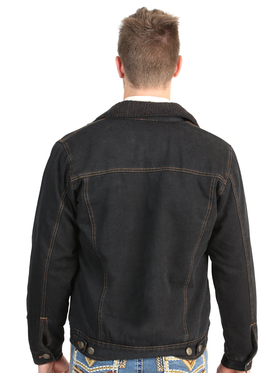 El General Men’s Black Denim Sherpa-Lined Jacket 45641