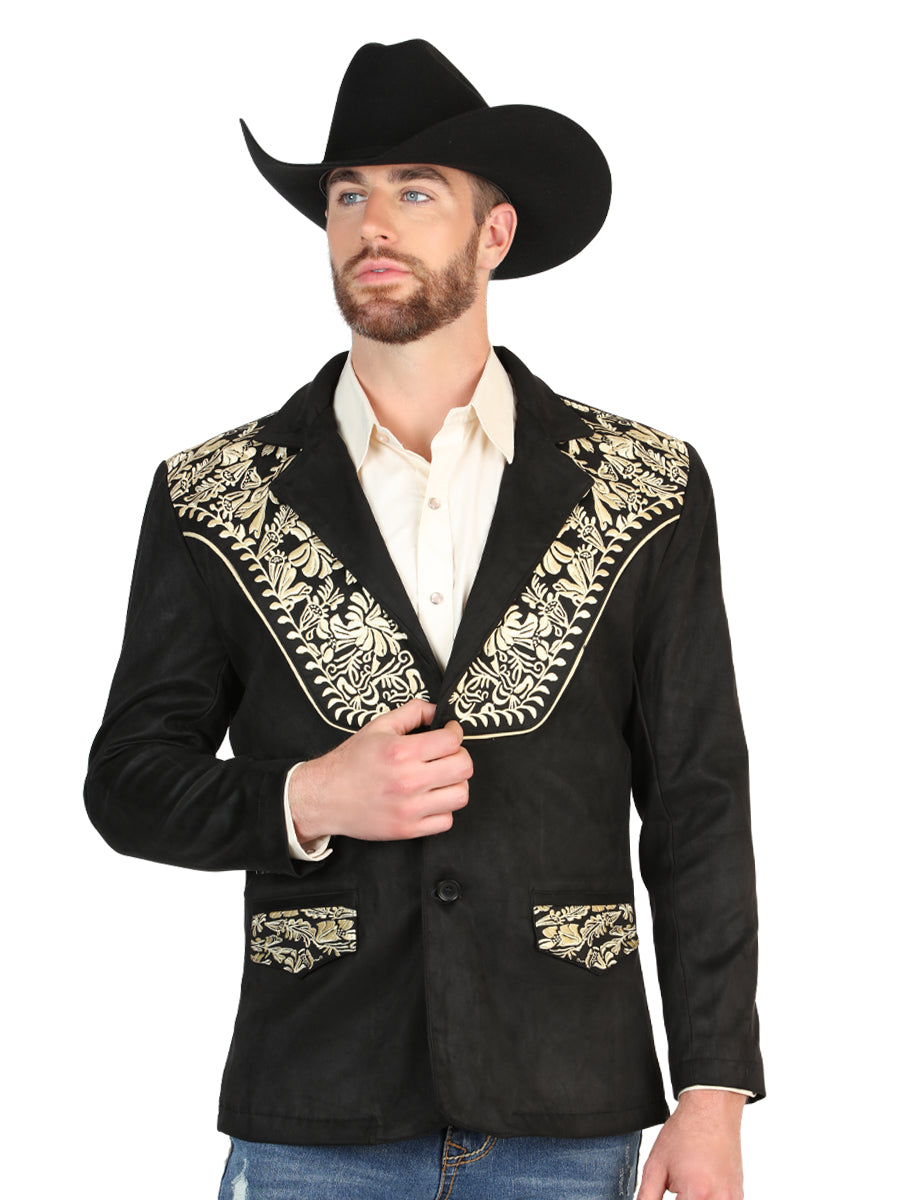 El General Men’s Suede Western Embroidered Blazer - Black
  45647