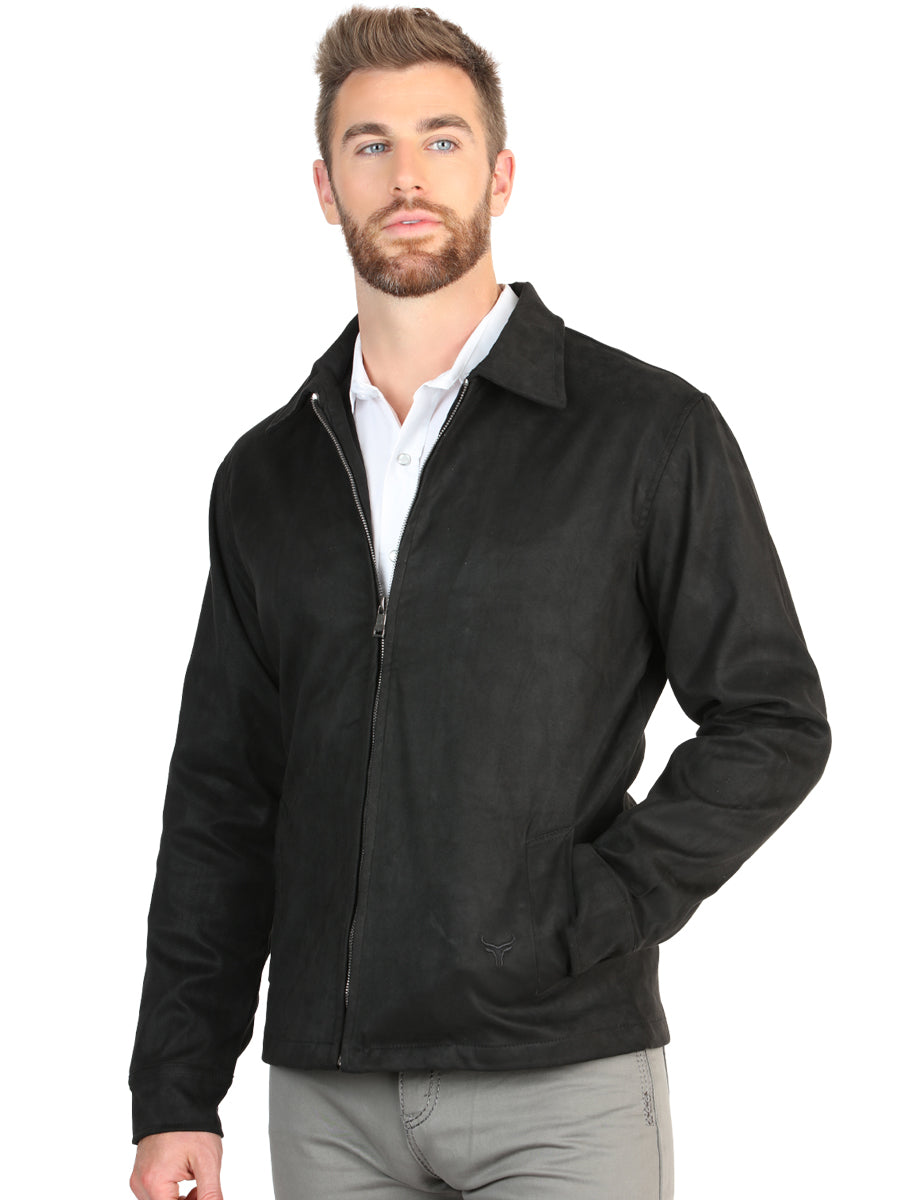 El General Men’s Suede Zipper Jacket - Black 45648