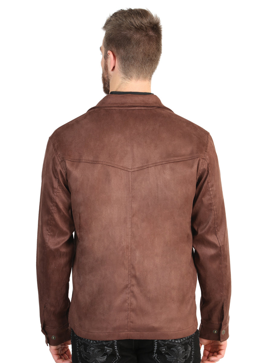 El General Men’s Suede Zipper Jacket - Brown 45649