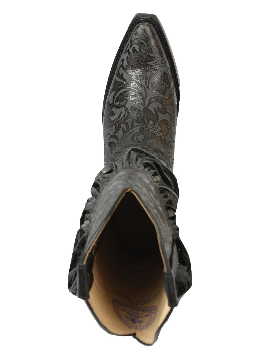 El General Women’s Fringe Western Boots - Black 45796
