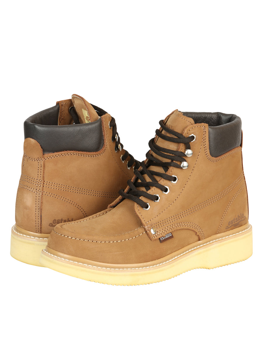 Establo Men’s Work Boot - Nobuck Canela Lace-Up 91204