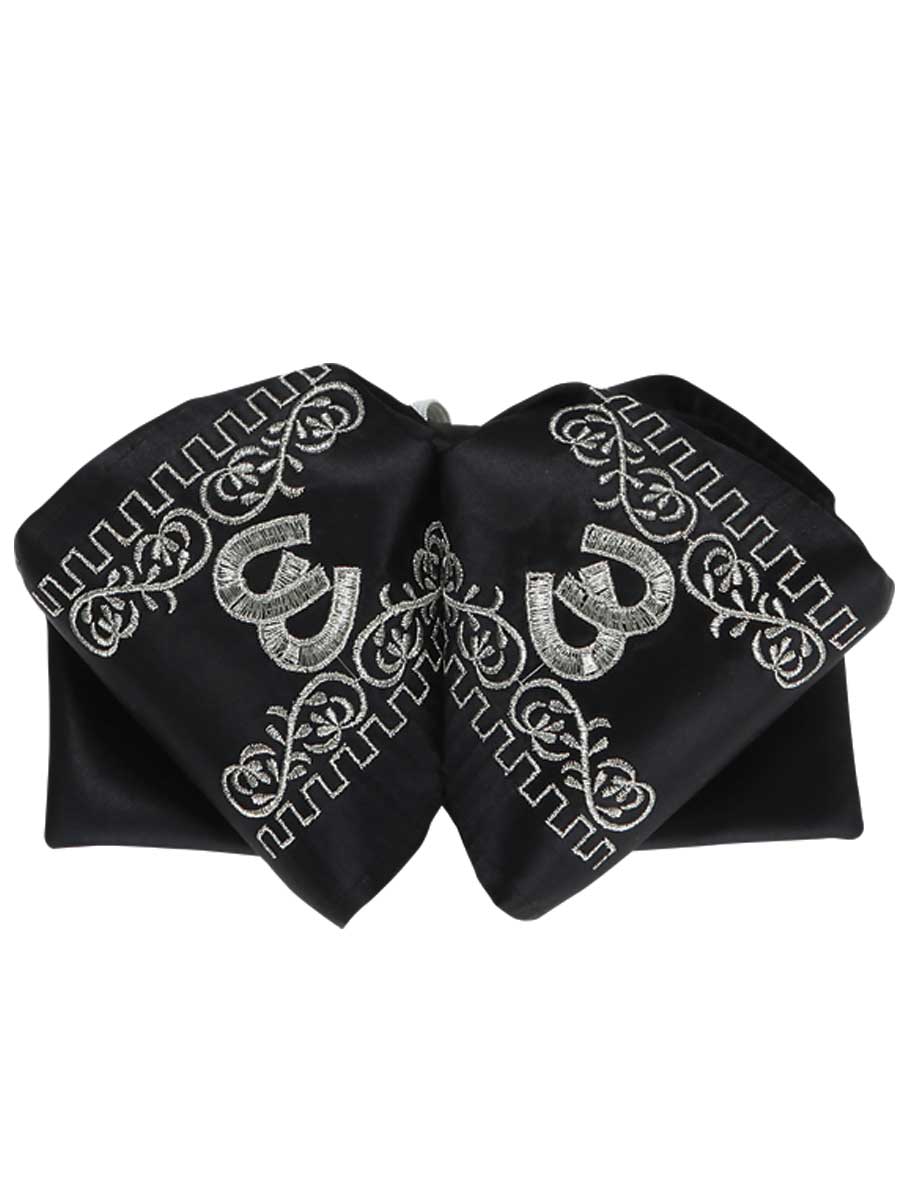 Adult 
Mexican Charro Bow Tie 100% Polyester Black/Silver  600134