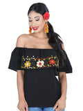 Artisanal Embroidered Blouse 50% Cotton, %50 Polyester Black  601429