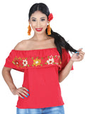 Artisanal Embroidered Blouse 50% Cotton, %50 Polyester Red  601430