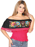Artisanal Embroidered Blouse 100% Cotton Fuchsia 602452