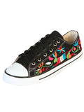 Artisanal Embroidered Sneakers Textile Canvas Black 602783