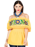Artisanal Embroidered Blouse 100% Cotton Yellow 603063