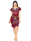 Artisanal Embroidered Dress 100% Cotton Wine 603095