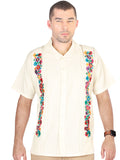Mexican Embroidered Guayabera 100% Cotton Beige 603112
