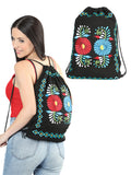 Artisanal Embroidered Bagpack 100% Cotton Black 603994