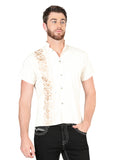 Mexican Embroidered Guayabera 100% Cotton Beige 604004