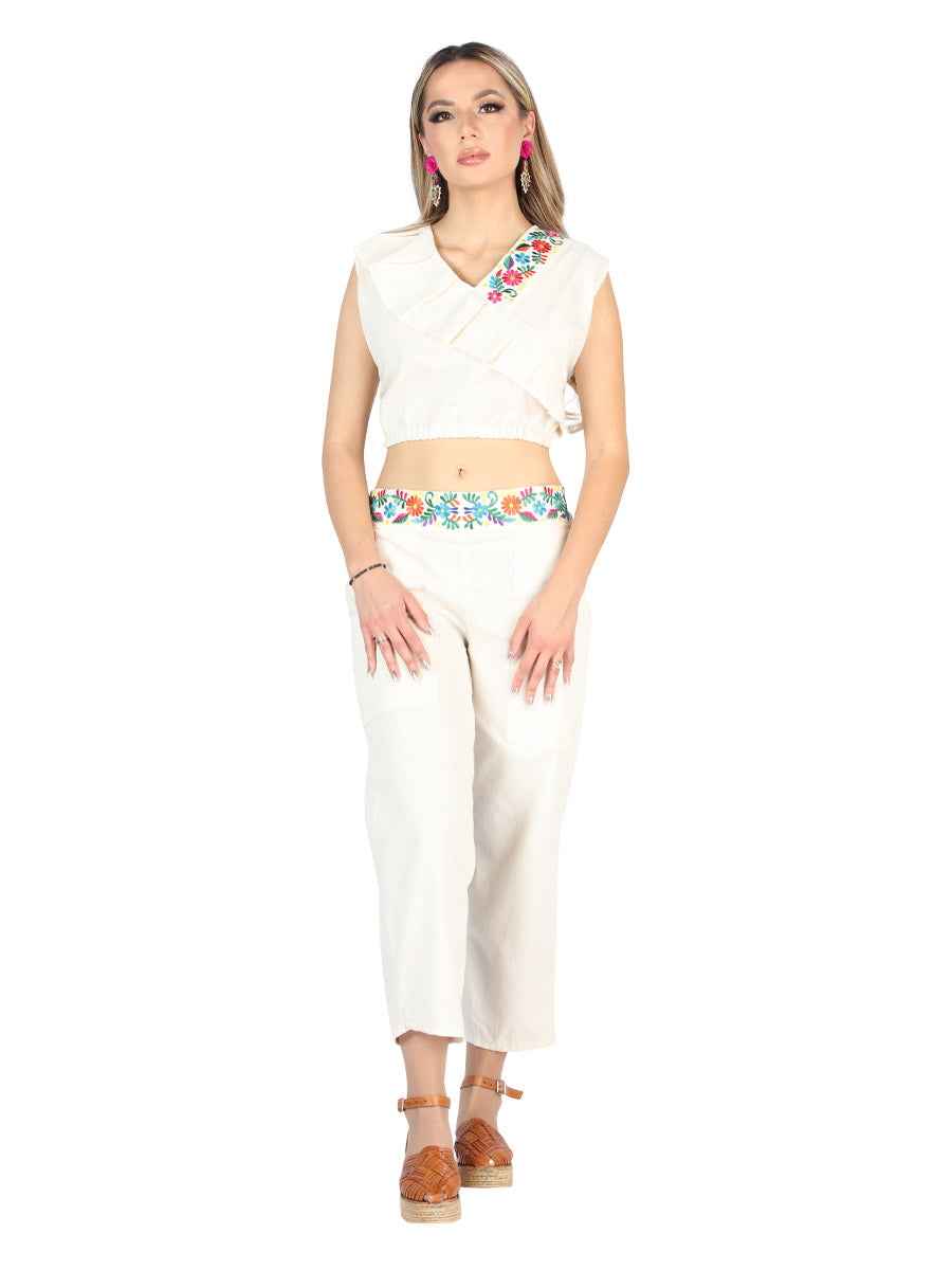 Artisanal Embroidered Set 100% Cotton Beige 604049