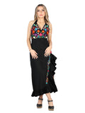 Artisanal Embroidered Dress 100% Cotton Black 604058