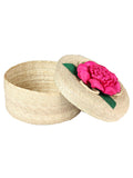 Artisanal Tortilla Warmer 100% Palm Leaf Fuchsia Flower 604111